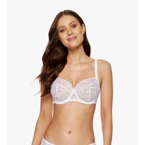 Gorteks White Fiore soft bra with embroidered cups 32DD Like New